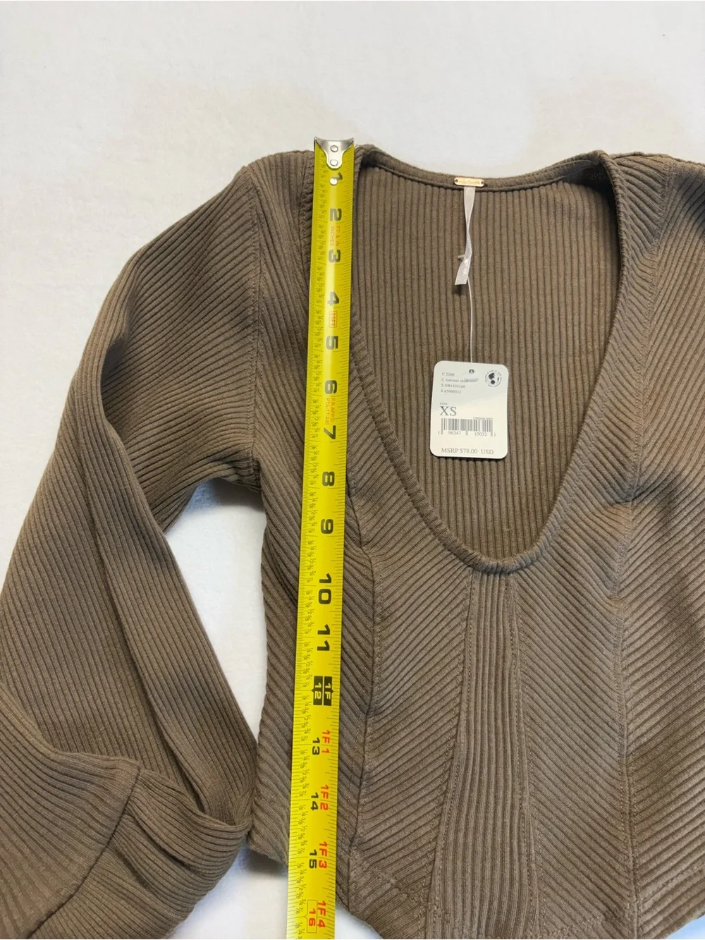 Free People Petra Scoop-Neck Crop Top in Tortoise Shell Brown - Picture 9 of 10